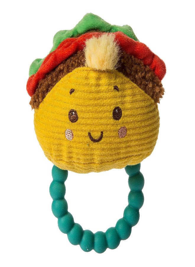 Mary Meyer Sweet Soothie Soft Baby Rattle with Teether Ring, Taco - Image 1