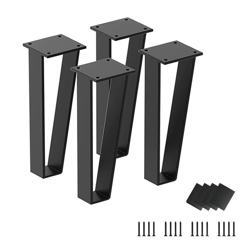 Oprika 8 inch TriangleShape Metal Furniture Legs 4pcs Heavy Duty Furniture Table Legs Bench Legs Black Metal for Sofa Mid Century Modern Metal Legs with Screws and Floor Protects Rubber 8inch - Image 1