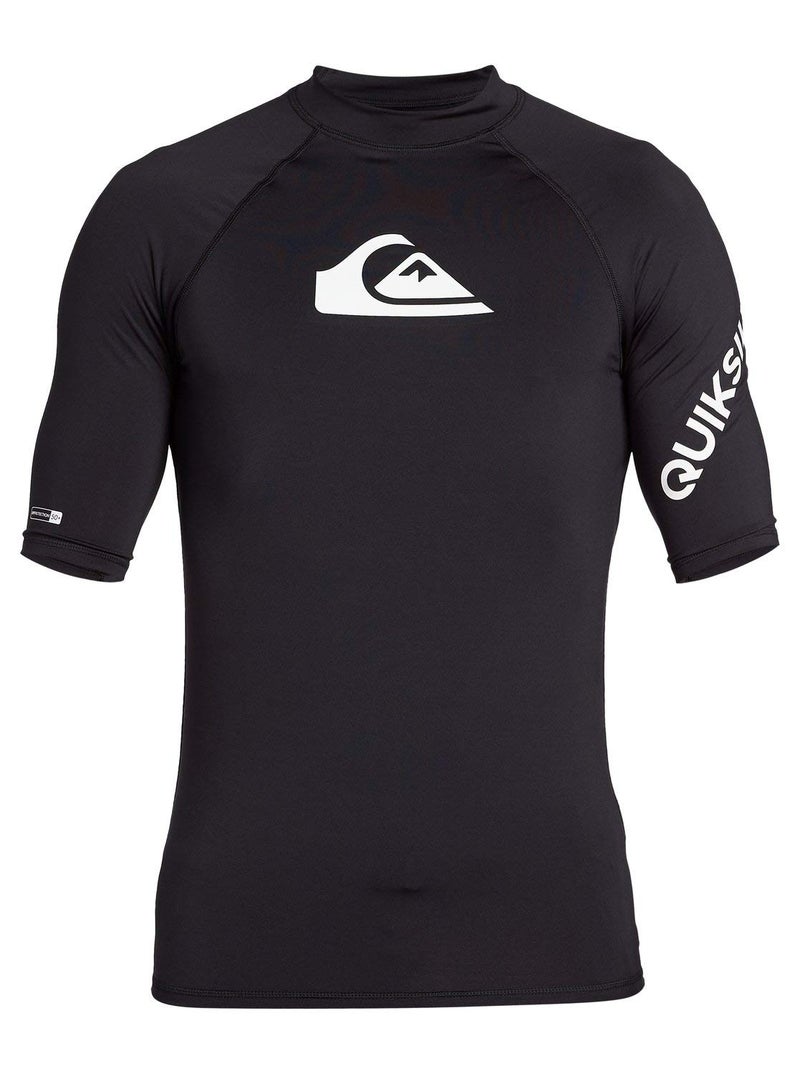 Quiksilver mens All Time Short Sleeve Rashguard Upf 50 Sun Protection Surf Rash Guard Shirt, Black, Small US - Image 1