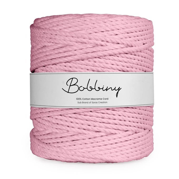 3 PLY TWISTED MACRAME COTTON CORD DORI ROLL PACKAGING THREAD FOR MACRAME DIY AND OTHER PROJECTS BABY PINK 4MM100 METER