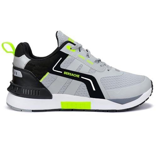 BERSACHE Men Premium Sports,Gym, Trending, Stylish Running Shoes (Grey), 9 UK - Image 3