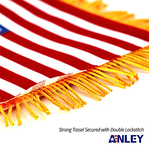 Anley 4 X 6 Inch American Fringy Window Hanging Flag Mini Flag Banner Car Rearview Mirror Dcor Fringed Double Sided US National Hanging Flag with Suction Cup - Image 3
