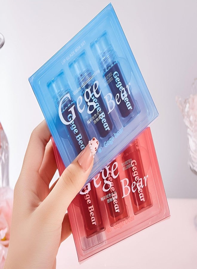 Gege Bear Dazzling Watergloss Lip Glaze Set for Women | High-Shine Hydrating Lip Gloss Trio | Coral, Coffee, and Tea-Inspired Hues | Non-Sticky Lightweight Formula | (Set B (Shade 04, 05 & 06), 7.5g) - Image 1