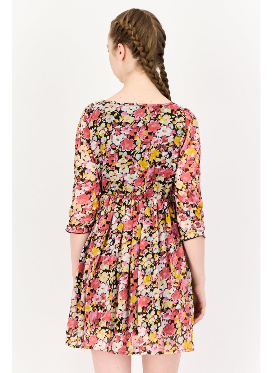 ONLY Women Floral Print Mini Dress, Multicolor  - Image 3