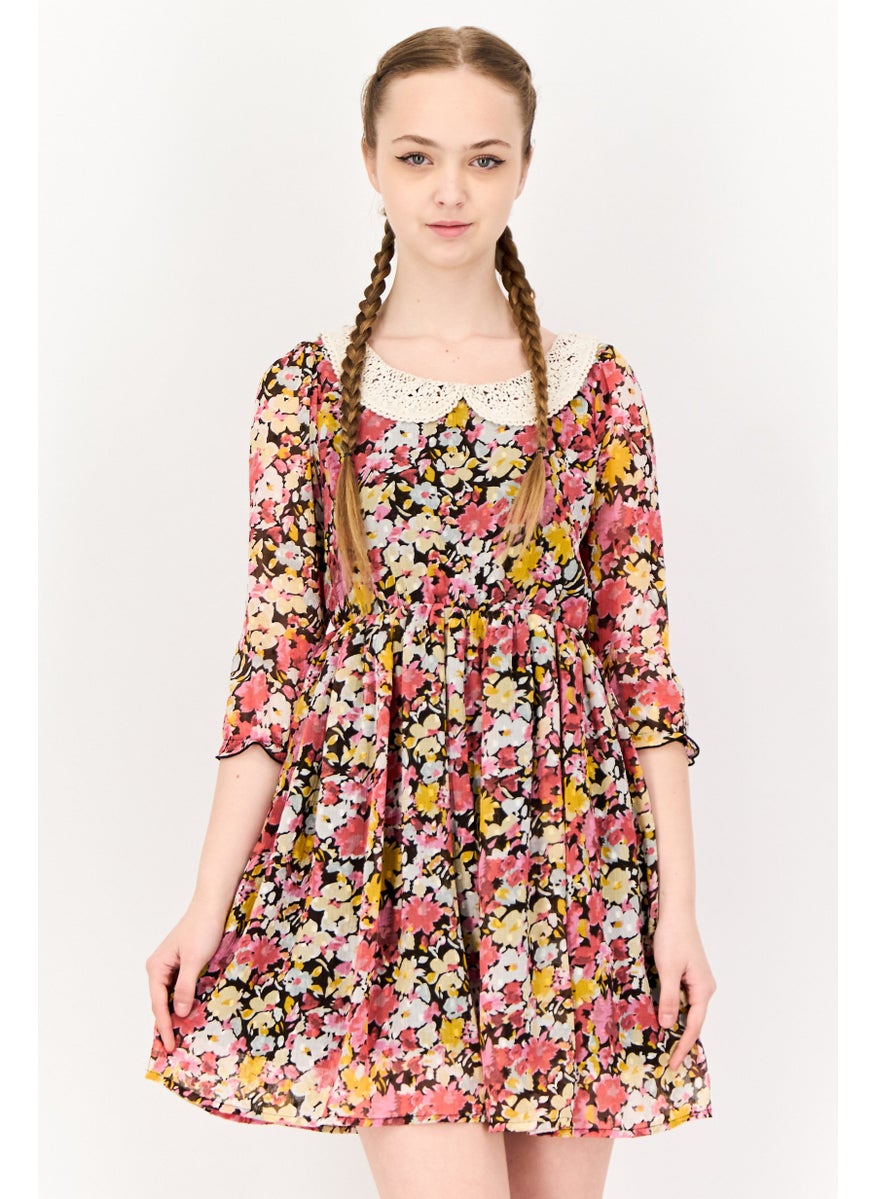 ONLY Women Floral Print Mini Dress, Multicolor  - Image 1