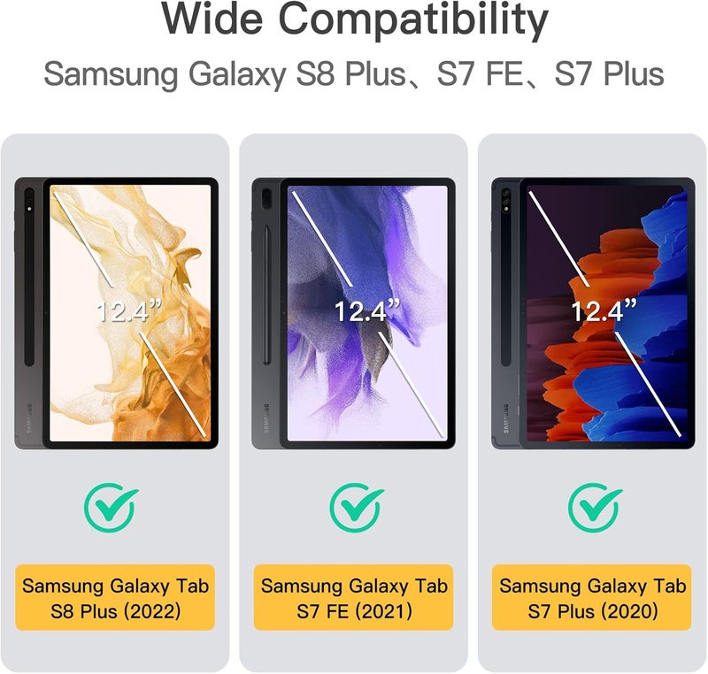 Jetech Case For Samsung Galaxy Tab S8 Plus 2022 / S7 Fe 2021 / S7 Plus 2020 12.4-Inch With S Pen Holder, Slim Folio Stand Protective Tablet Cover, Multi-Angle Viewing Black - Image 2