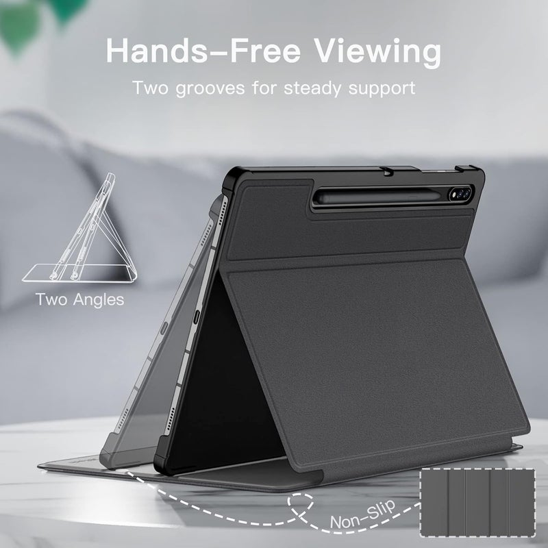 Jetech Case For Samsung Galaxy Tab S8 Plus 2022 / S7 Fe 2021 / S7 Plus 2020 12.4-Inch With S Pen Holder, Slim Folio Stand Protective Tablet Cover, Multi-Angle Viewing Black - Image 3