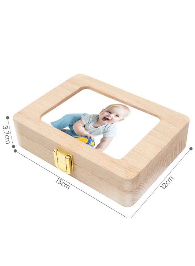 Photo Frame Lanugo Baby Teeth Storage Box Baby Souvenir Wooden Children's Teeth Collection Box-Color:Y-UV Color Printing-Dog - Image 3
