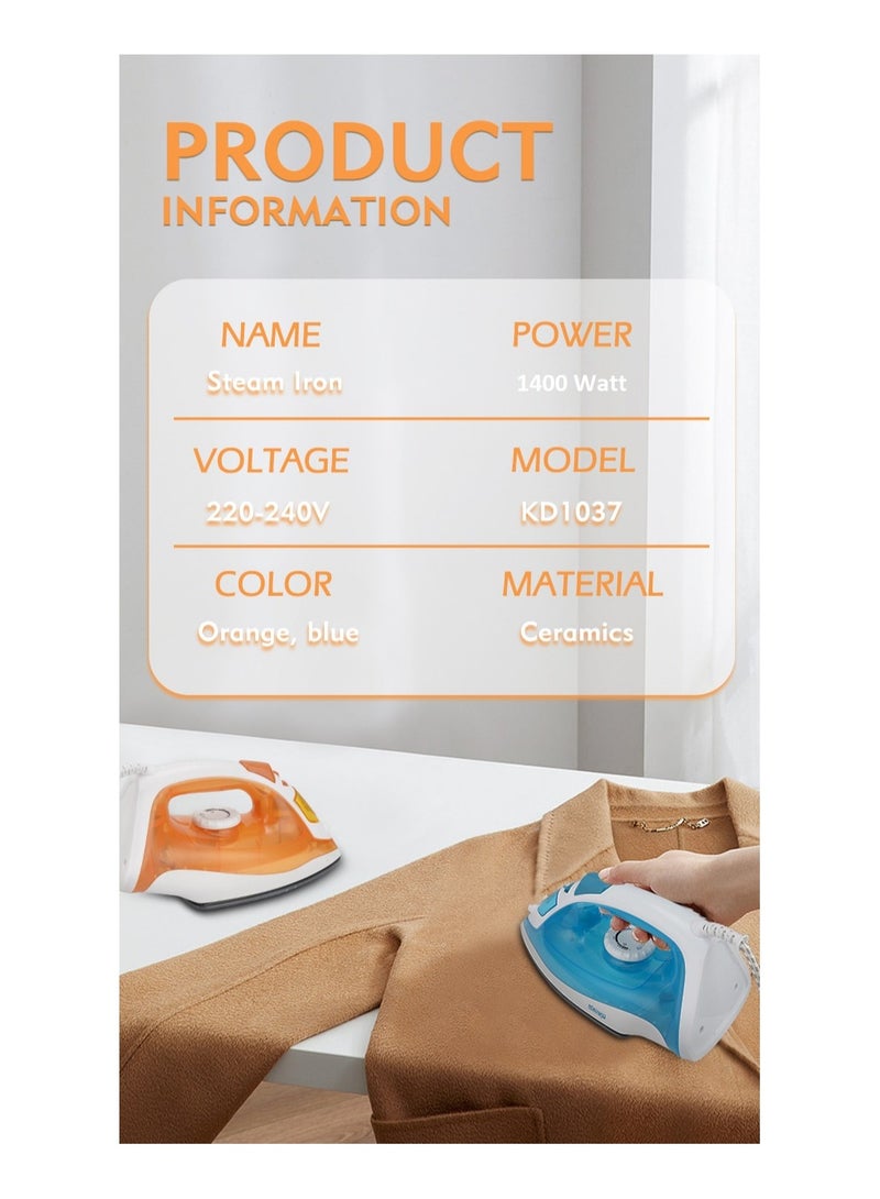 دي اس بي جهاز كي بخار بأرضية سيراميك/بخار-جاف-بخاخ/تنظيف الذاتي/ 170 مل-1400 وات (برتقالي) KD1037 - Image 3