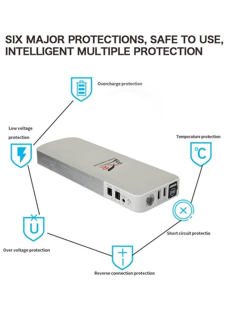 3 اكس ار جهاز محمول لتشغيل السيارات (Jump Starter) وبنك طاقة بجهد 12 فولت، سعة 10000 مللي أمبير في الساعة وتيار ذروة 1500 أمبير، مزود بمنفذ شحن USB؛ حل طوارئ لتشغيل السيارات وسيارات الدفع الرباعي والدراجات النارية والشاحنات والقوارب؛ جهاز مدمج وقابل لإعادة الشحن لتوفير طاقة احتياطية أثناء التنقل. - Image 5