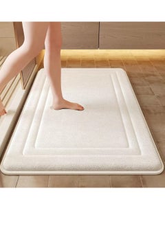 Kutis 1-Piece Bathroom Mat Super Absorbent Non-Slip Floor Mat Coral Velvet White 60x40 cm  - Image 1