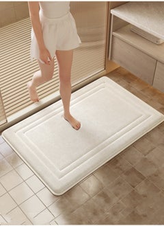 Kutis 1-Piece Bathroom Mat Super Absorbent Non-Slip Floor Mat Coral Velvet White 60x40 cm  - Image 2