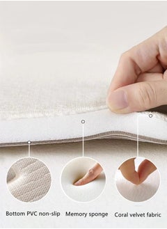 Kutis 1-Piece Bathroom Mat Super Absorbent Non-Slip Floor Mat Coral Velvet White 60x40 cm  - Image 3