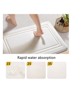 Kutis 1-Piece Bathroom Mat Super Absorbent Non-Slip Floor Mat Coral Velvet White 60x40 cm  - Image 4