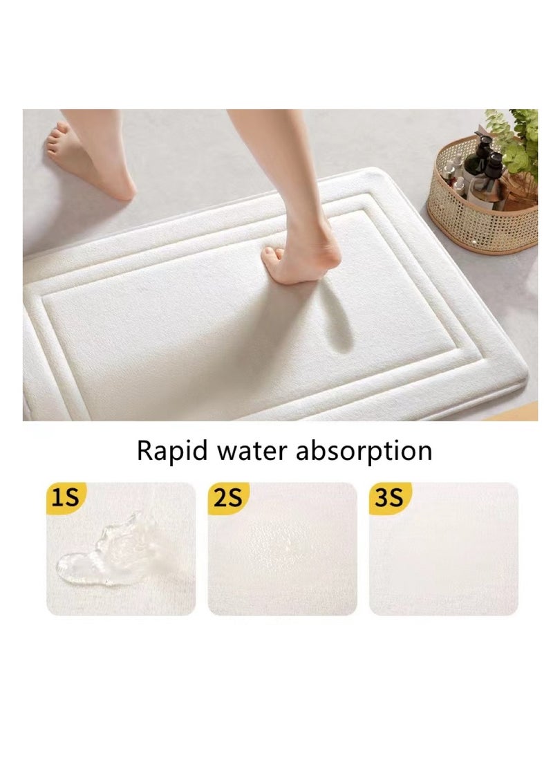 Kutis 1-Piece Bathroom Mat Super Absorbent Non-Slip Floor Mat Coral Velvet White 60x40 cm  - Image 4