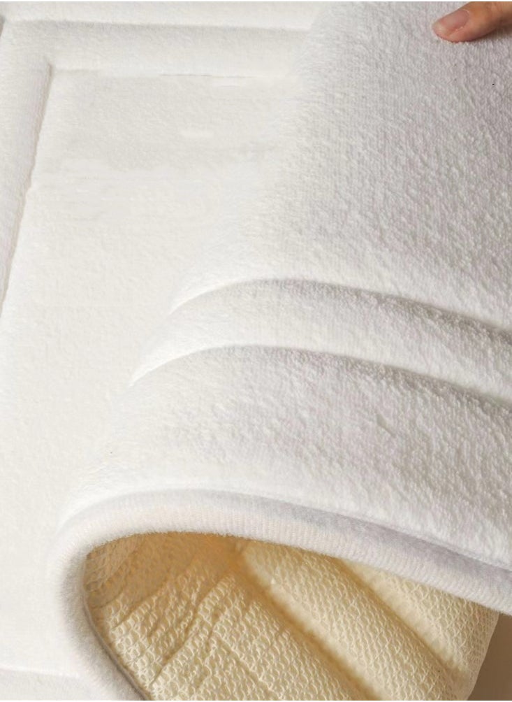 Kutis 1-Piece Bathroom Mat Super Absorbent Non-Slip Floor Mat Coral Velvet White 60x40 cm  - Image 5