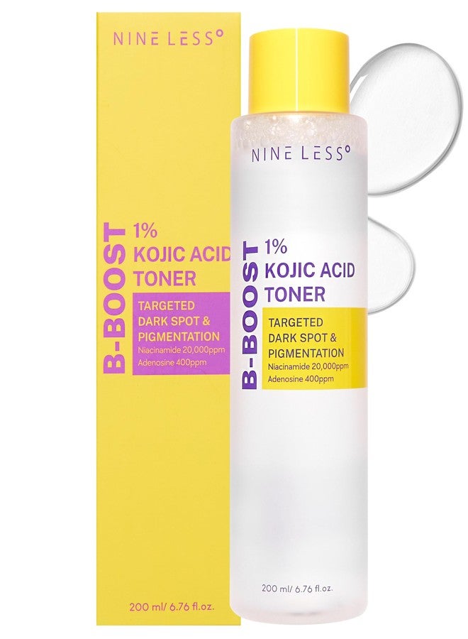 NINELESS B-Boost 1% Kojic Acid Toner with 2% Niacinamide for Dark Spot Correction - Korean Skincare for All Skin Types - Formula with Adenosine & Probiotics - 6.76 fl. oz. - Image 1