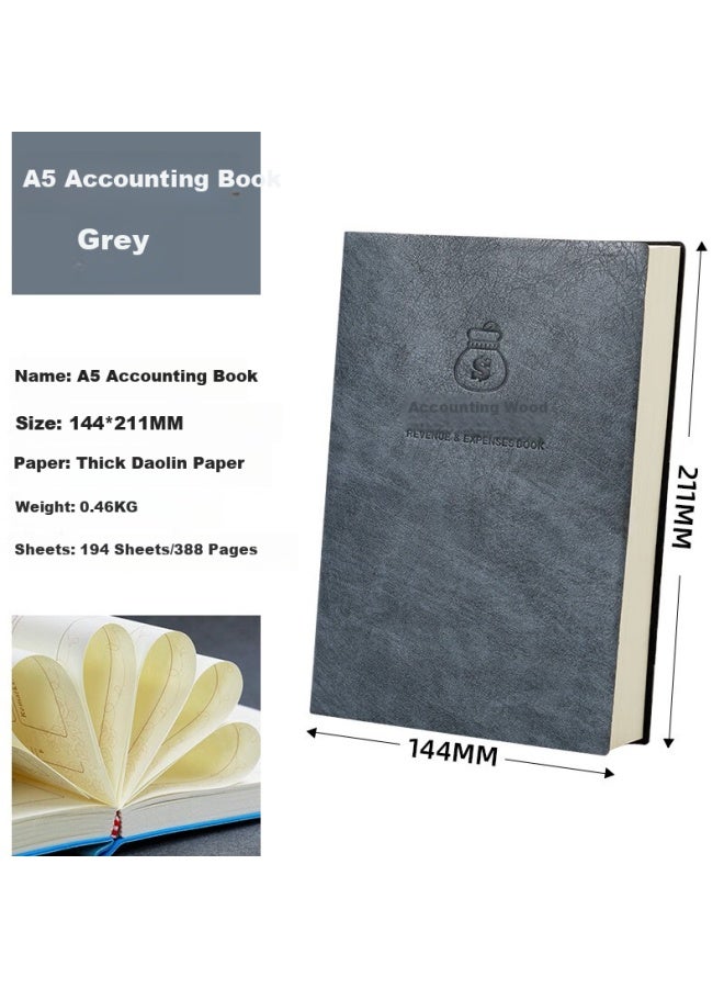 Jiaranheng Family Financial Ledger A5 Thickened Notebook Portable Life Income And Expenditure Details Household Store Commercial Convenient Multi-Functional Account Book - Grey - Image 2