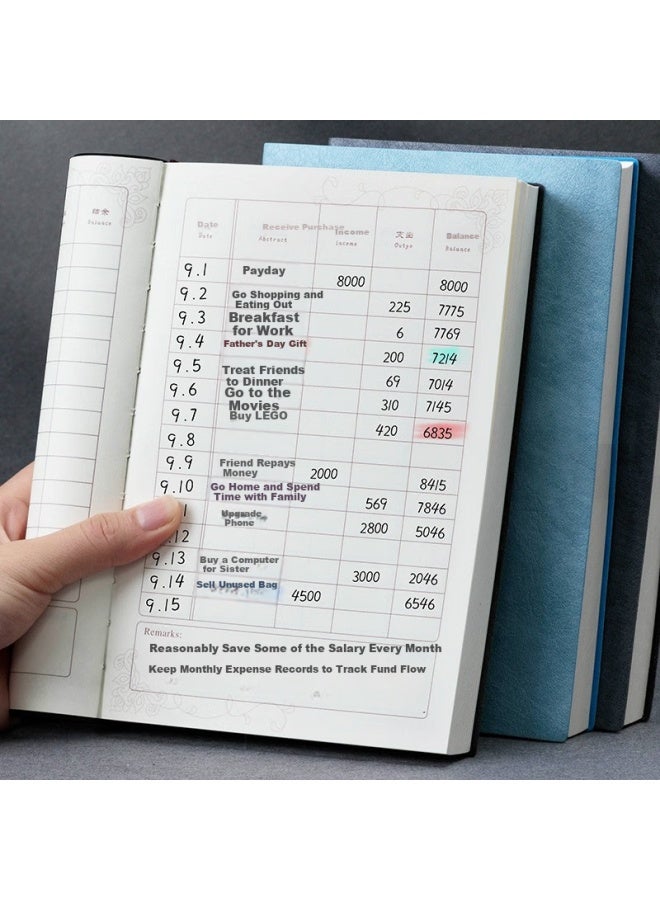 Jiaranheng Family Financial Ledger A5 Thickened Notebook Portable Life Income And Expenditure Details Household Store Commercial Convenient Multi-Functional Account Book - Grey - Image 1