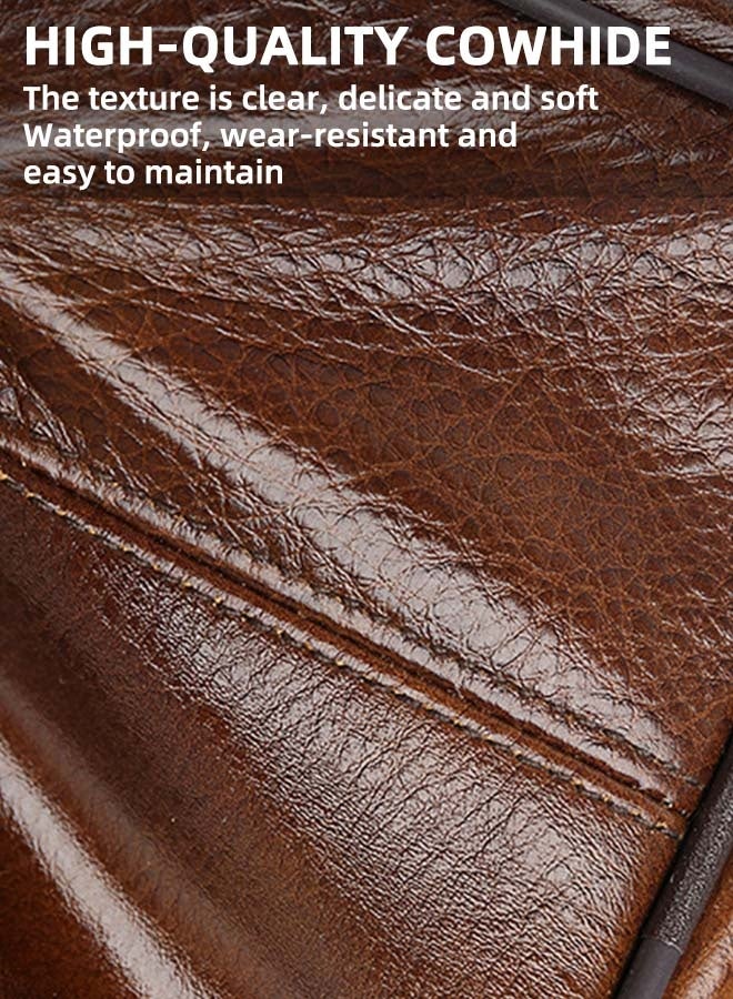 Men'S Crossbody Bag - Premium Genuine Leather Chest Bag - Waterproof Cowhide Mini Backpack With Adjustable Shoulder Strap Light Brown (21x14 Cm) - Image 2