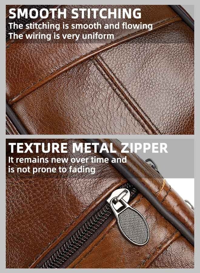 Men'S Crossbody Bag - Premium Genuine Leather Chest Bag - Waterproof Cowhide Mini Backpack With Adjustable Shoulder Strap Light Brown (21x14 Cm) - Image 5