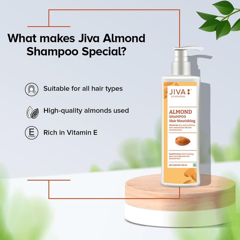 Jiva Almond Shampoo 200 ml 100 Pure Natural Nourishes Hair Prevents Hair Loss And Promotes Hair Growth Pacifies Vata Dosha Suitable For All Hair Types Pack Of 3 - Image 5