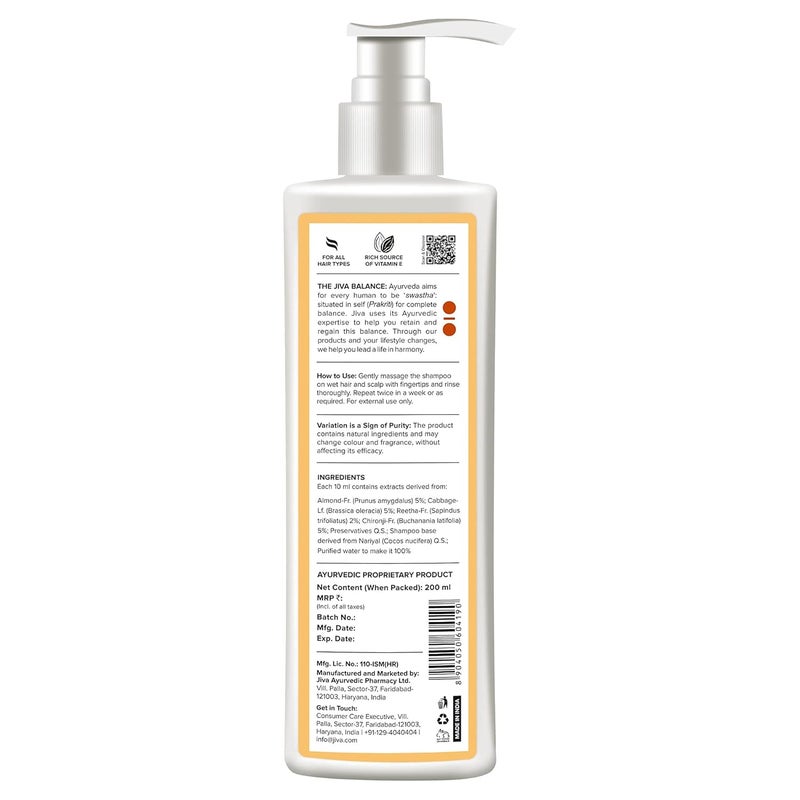 Jiva Almond Shampoo 200 ml 100 Pure Natural Nourishes Hair Prevents Hair Loss And Promotes Hair Growth Pacifies Vata Dosha Suitable For All Hair Types Pack Of 3 - Image 3