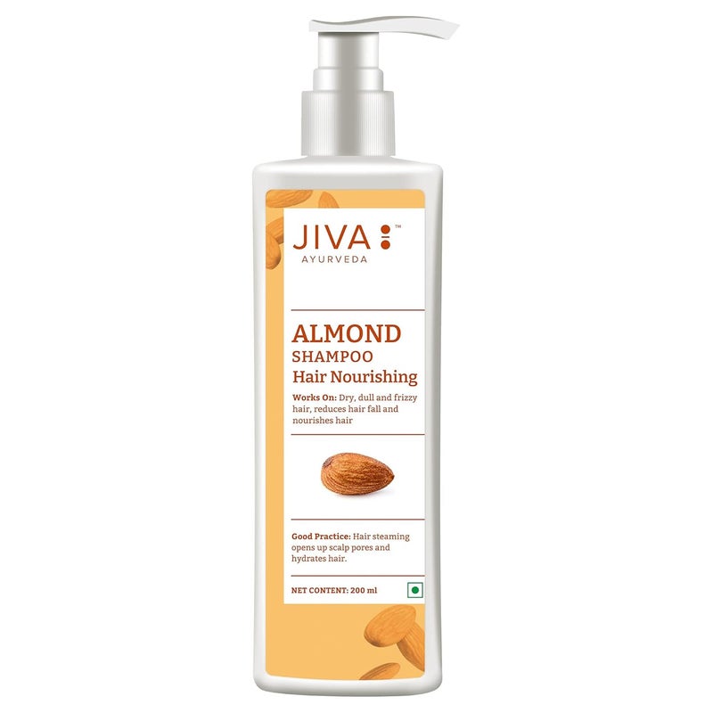 Jiva Almond Shampoo 200 ml 100 Pure Natural Nourishes Hair Prevents Hair Loss And Promotes Hair Growth Pacifies Vata Dosha Suitable For All Hair Types Pack Of 3 - Image 2