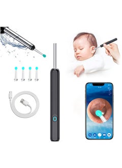 Arabest Ear Wax Removal, Wi-Fi Visible Wax Elimination Spoon with 4 Soft Silicone Ear Scoops, Wireless Ear Endoscope 1296P HD with LED Light for iPhone, iPad, Android Phones (Black)  - Image 1