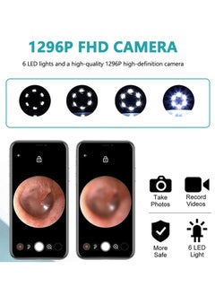 Arabest Ear Wax Removal, Wi-Fi Visible Wax Elimination Spoon with 4 Soft Silicone Ear Scoops, Wireless Ear Endoscope 1296P HD with LED Light for iPhone, iPad, Android Phones (Black)  - Image 3