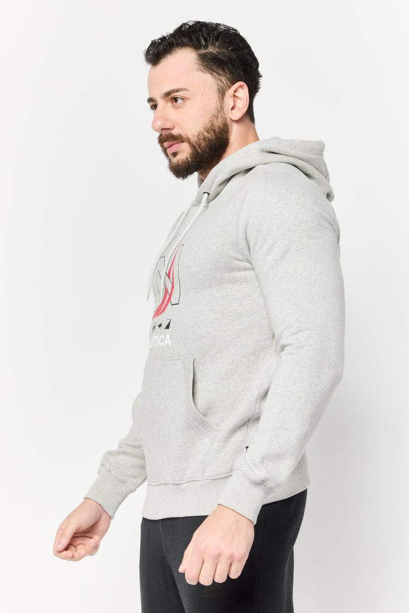 NAUTICA Men Heather Long Sleeves Hoodie Sweatshirt, Grey - Image 3