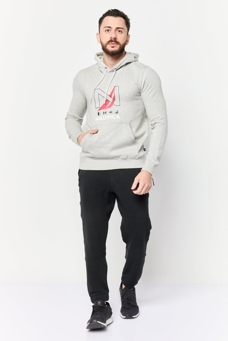 NAUTICA Men Heather Long Sleeves Hoodie Sweatshirt, Grey - Image 2