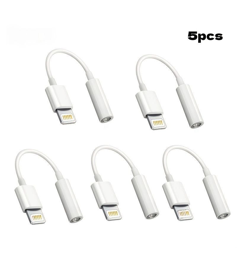 5pcs Lightning To 3.5mm Audio Adapter For iPhone 14 13 12 XS 8 White - Image 4