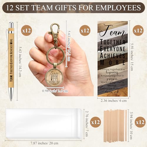 Trandraft 12 Sets Team Appreciation Gifts for Employees Bulk Inspirational Bamboo Pens Thank You Keychains Motivational Bookmarks Best Team Ever for Teacher Coworker Staff Nurse Medical Assistant - Image 2