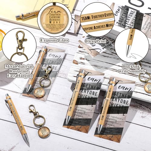 Trandraft 12 Sets Team Appreciation Gifts for Employees Bulk Inspirational Bamboo Pens Thank You Keychains Motivational Bookmarks Best Team Ever for Teacher Coworker Staff Nurse Medical Assistant - Image 3