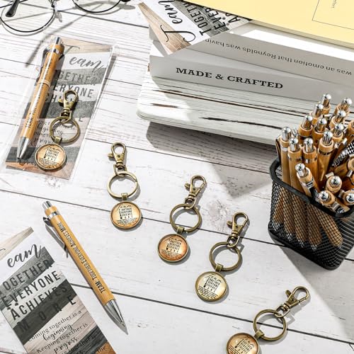Trandraft 12 Sets Team Appreciation Gifts for Employees Bulk Inspirational Bamboo Pens Thank You Keychains Motivational Bookmarks Best Team Ever for Teacher Coworker Staff Nurse Medical Assistant - Image 5