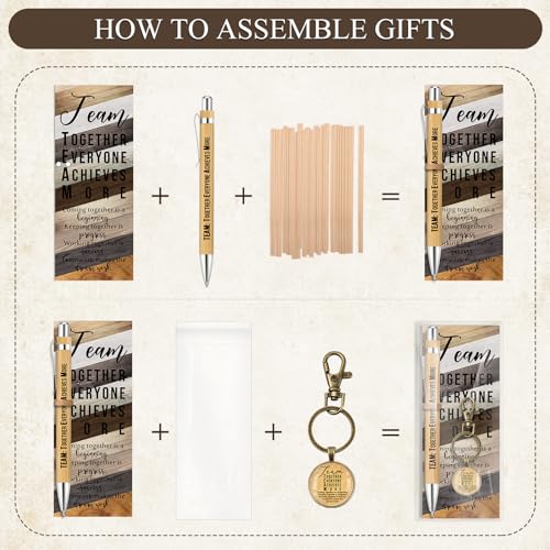 Trandraft 12 Sets Team Appreciation Gifts for Employees Bulk Inspirational Bamboo Pens Thank You Keychains Motivational Bookmarks Best Team Ever for Teacher Coworker Staff Nurse Medical Assistant - Image 4