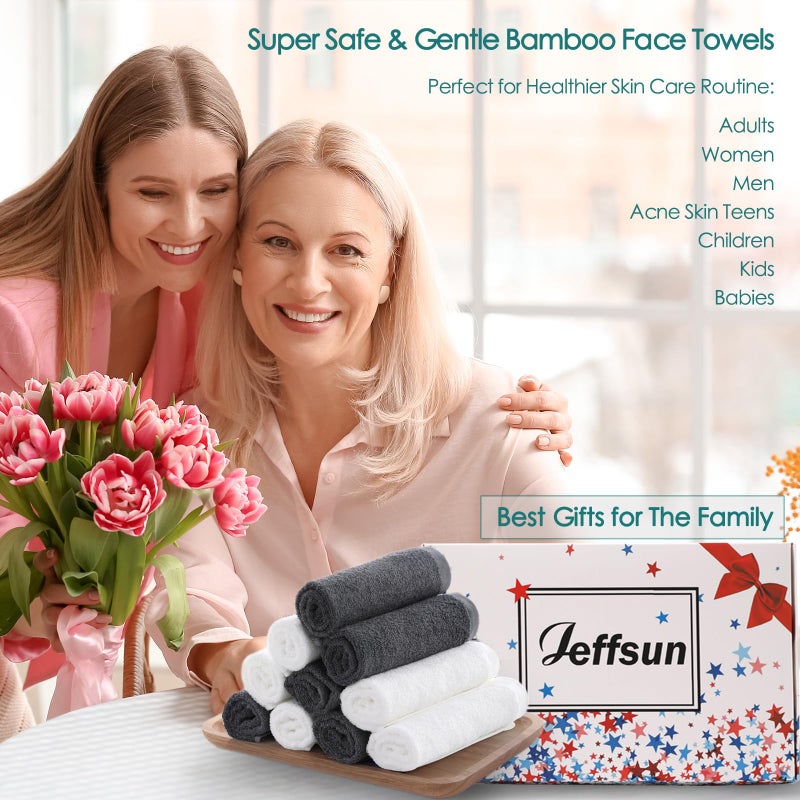 JEFFSUN Wash Cloths 12 Pack, Reusable Makeup Eraser Towel, 13x13 inch Large Washcloths for Face and Body, Super Soft and Skin Friendly Face Towel on Sensitive Skin, Easy to Rinse Grey Facial Cleaning Cloths - Image 5