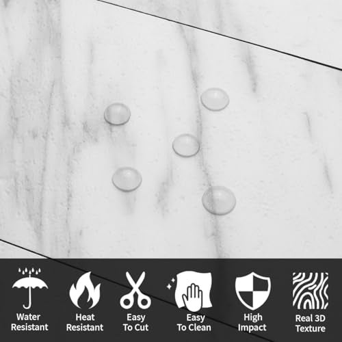 AULIGET 3" x 6" Subway Tile Peel and Stick Backsplash, Thick PVC Stick on Wall Tiles (100, White Marble) - Image 3