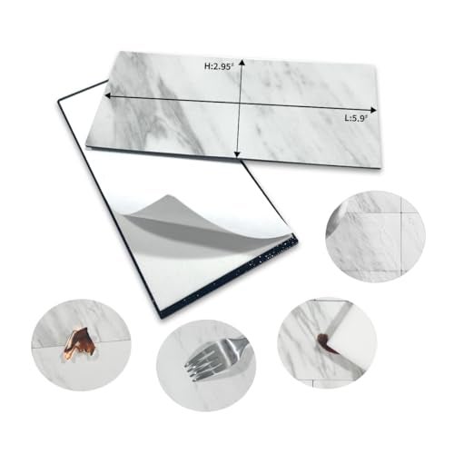 AULIGET 3" x 6" Subway Tile Peel and Stick Backsplash, Thick PVC Stick on Wall Tiles (100, White Marble) - Image 5