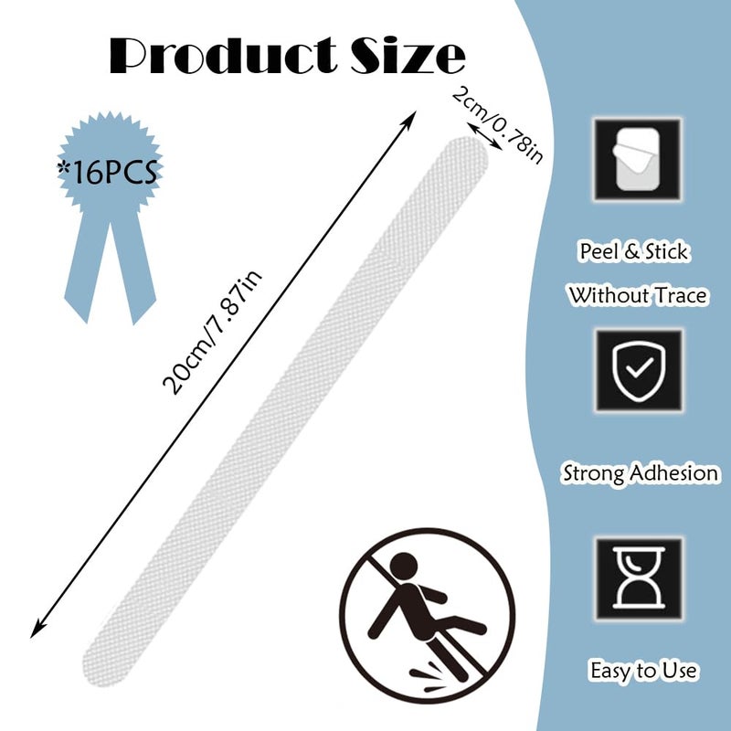 WdmKacmo 16 PCS Non Slip Bath Stickers Self-Adhesive Shower Stickers Transparent Bath Safety Strips Bathtub Sticker for Bathroom Floor Bath Tub Stairs Ladders Pools Shower Room Kitchen - Image 2