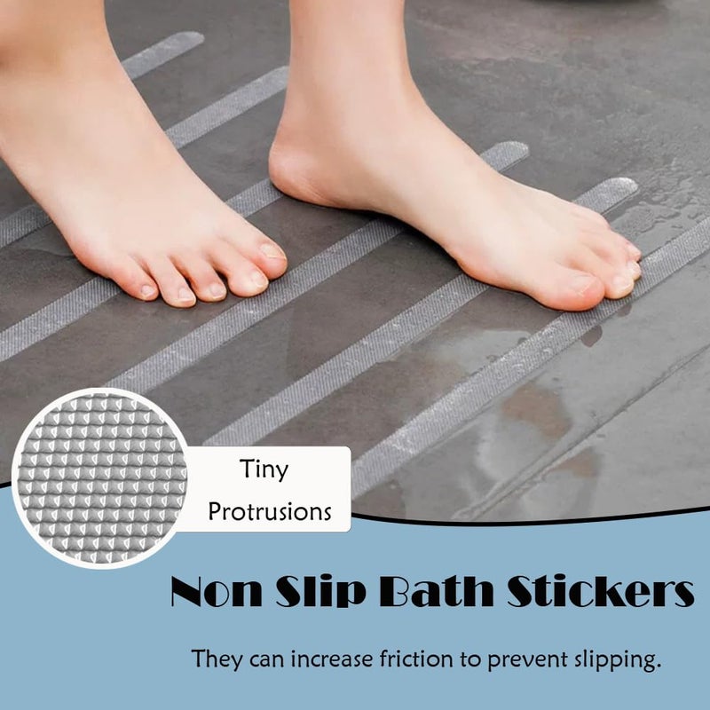 WdmKacmo 16 PCS Non Slip Bath Stickers Self-Adhesive Shower Stickers Transparent Bath Safety Strips Bathtub Sticker for Bathroom Floor Bath Tub Stairs Ladders Pools Shower Room Kitchen - Image 5
