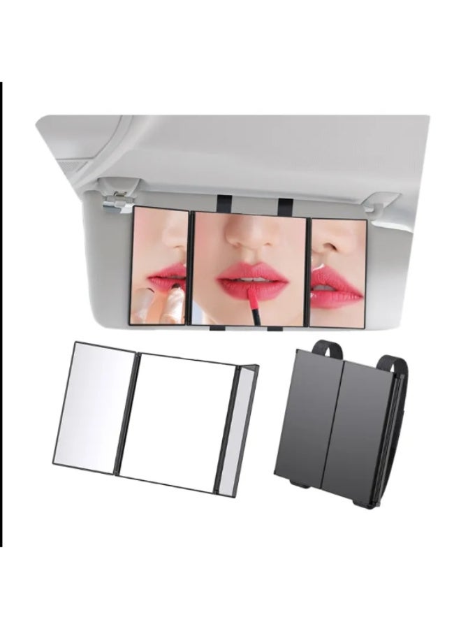 alayjah Universal 3-Way Foldable Car Vanity Mirror – High-Quality Trifold Interior Accessory for Sun Visor, Sunshade & Makeup Use  - Image 1