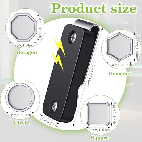 Hicarer Billiards Magnetic Chalk Holder for Pool Cue Circle Hexagon Octagon Square Portable Belt Clip with Metal Chalk Holders for Sport Game Home Hobby - Image 3