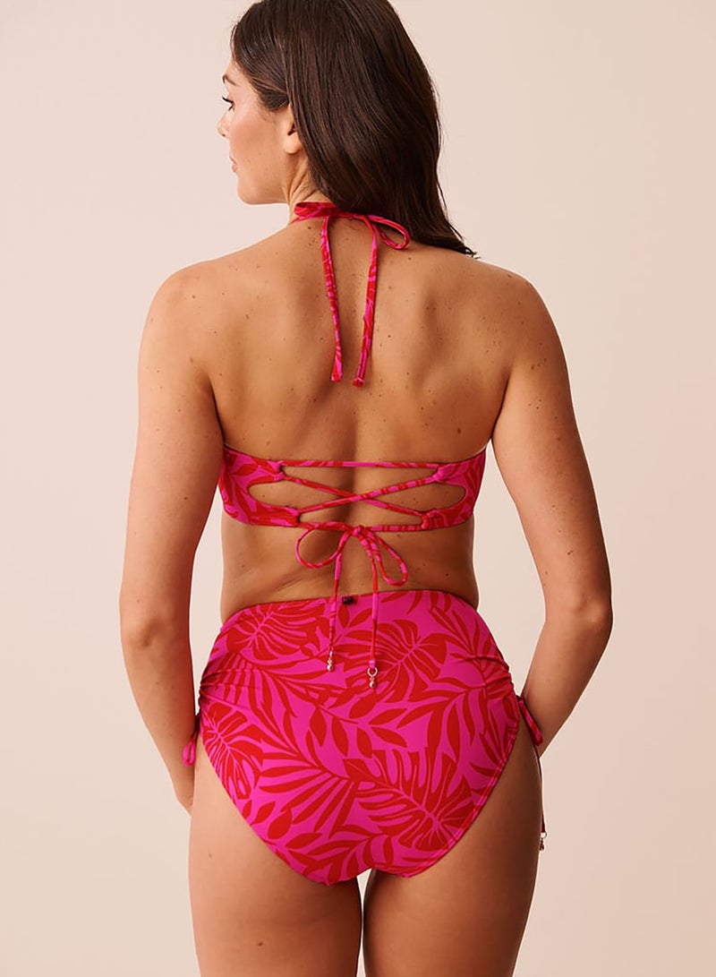 La Vie en Rose TROPICAL FUCHSIA Twisted Bandeau Bikini Top - Image 4