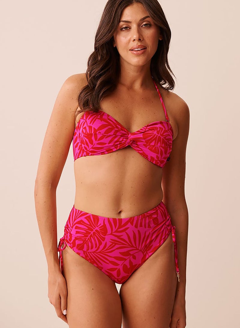La Vie en Rose TROPICAL FUCHSIA Twisted Bandeau Bikini Top - Image 2