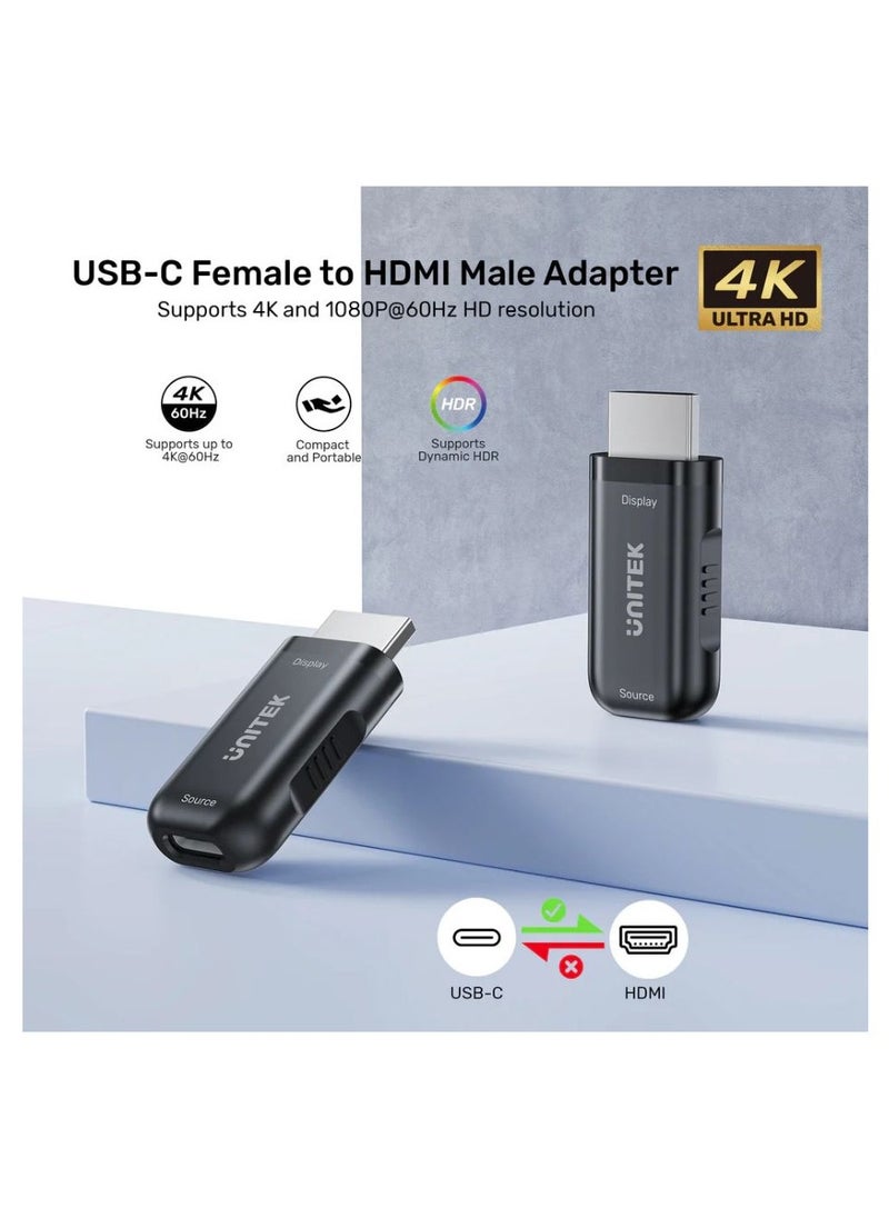 UNITEK UNITEK USB-C Female to HDMI Male Adapter – High-Speed 4K UHD Video Output Converter for Laptops, Tablets, Smartphones, Compatible with Thunderbolt 3 and USB-C Devices  - Image 4