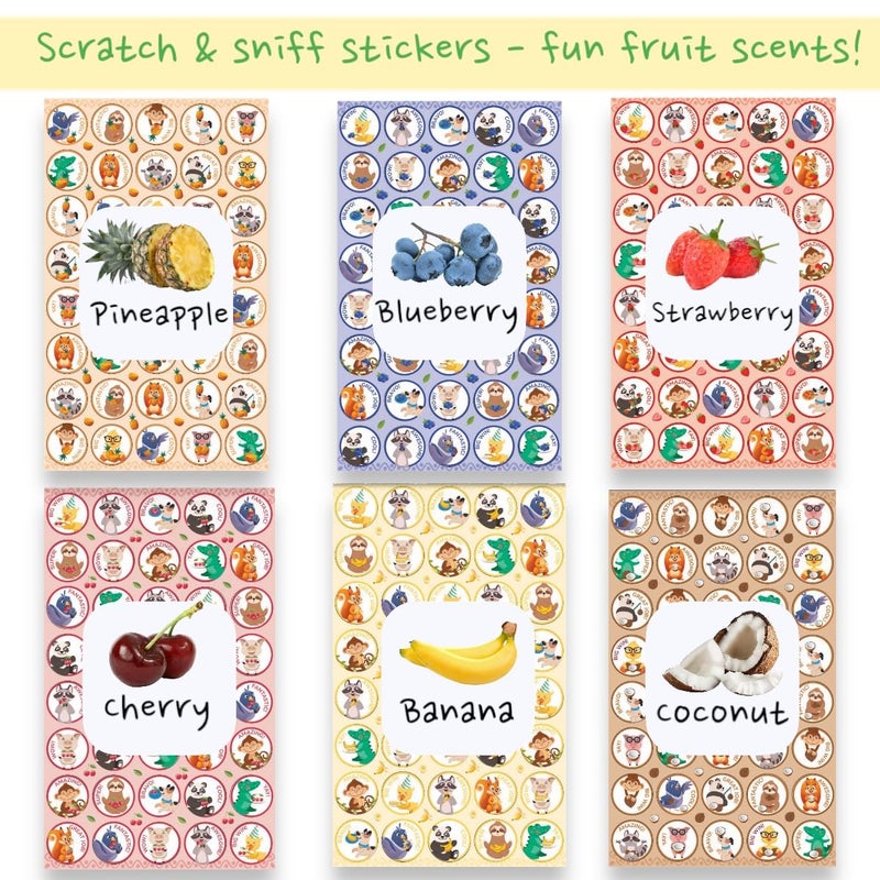 Joyful Artistry Scratch and Sniff Stickers â€“ 1000 Fun Animal Smelly Sticker Set for Kids Classroom, Scented Reward Stickers, 25 Sheets, 12 Fruit Scents, Motivational Teacher Stickers for Students, Teachers Must Haves - Image 5