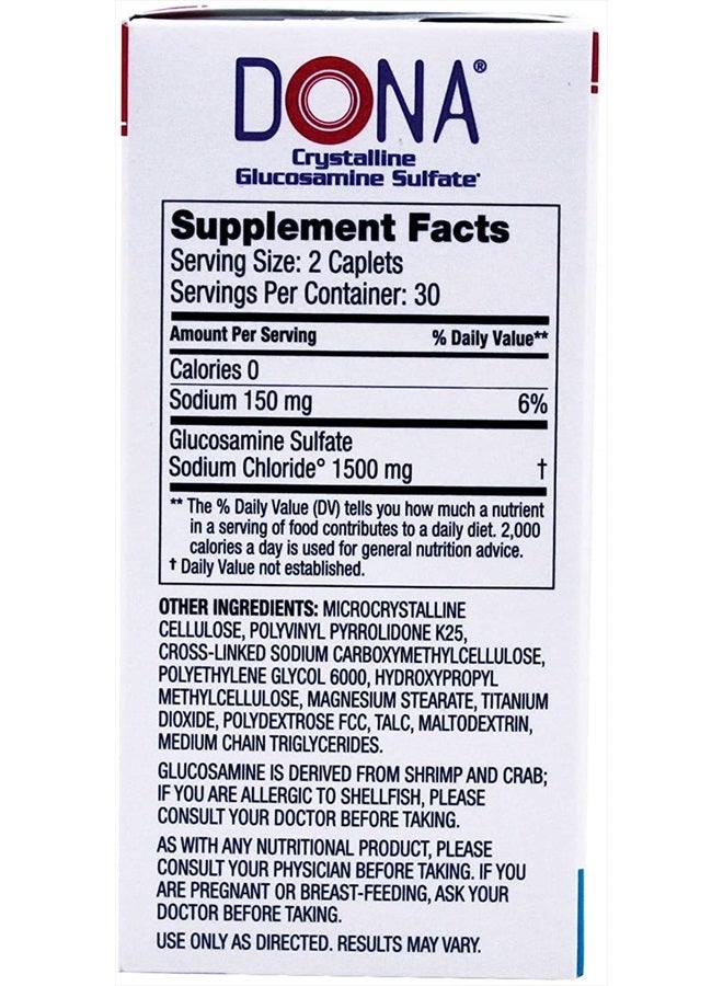 DONA Crystalline Glucosamine Sulfate 60 Caplets [Health and Beauty], 4 Ounce  - Image 5