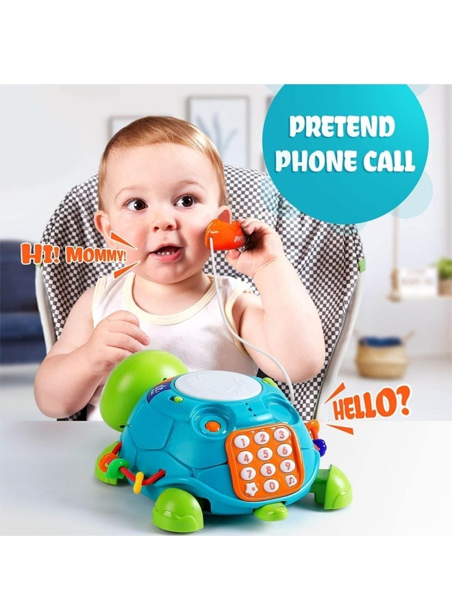 هالامودو لعبة السلاحف الزحفة الموسيقية التعليمية الضوئية - للأطفال الصغار 3+ سنوات - لعبة الزحف في البطن مع أضواء ملونة ، 10+ أقاطع الحضانة وأزرار تفاعلية - للتنمية الحسية وهدايا عيد الميلاد - Image 3